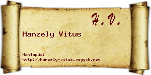 Hanzely Vitus névjegykártya